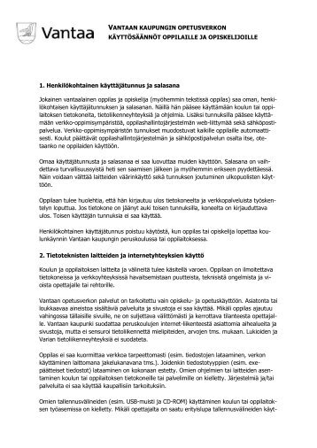 käyttäjäsitoumus - Vantaan kaupunki