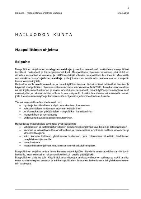 Hailuodon maapoliinen ohjelma - Hailuoto