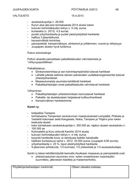Pöytäkirja 15.04.2013 - Juupajoki