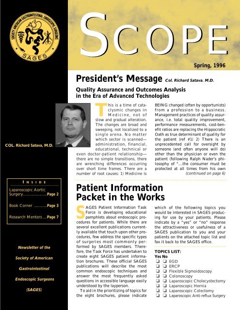 Patient Information Packet in the Works - SAGES