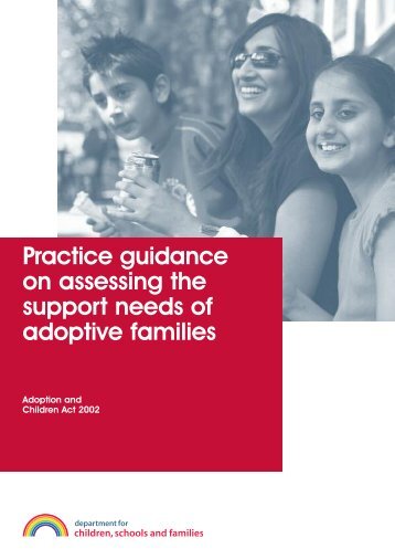 Practice guidance on assessing the support needs of adoptive families