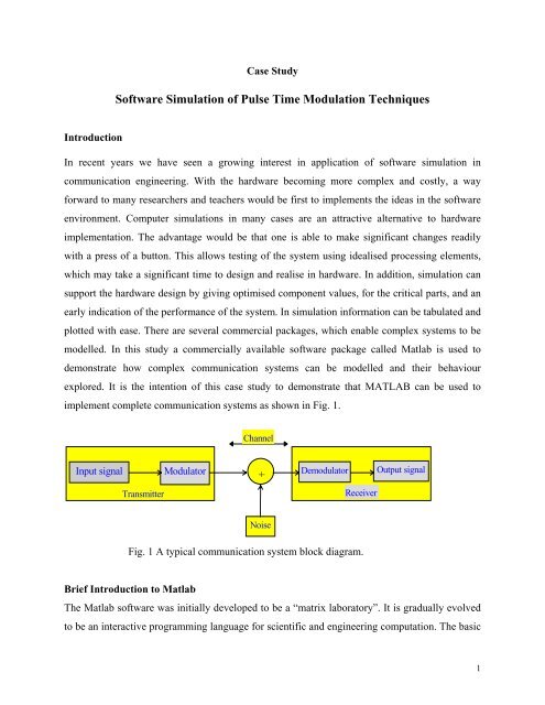 Software Simulation of Pulse Time Modulation Techniques