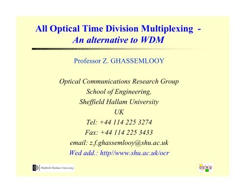 Optical Time Division Multiplexing - Northumbria University