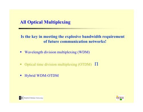 Optical Time Division Multiplexing - Northumbria University
