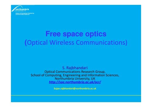 Introduction to Optical Wireless communicaitons - Northumbria ...