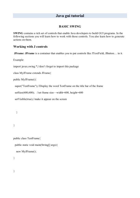 java swing w3schools