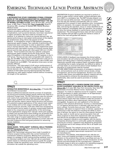 2005 SAGES Abstracts