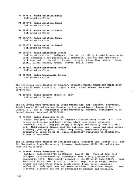 Plant Inventory No. 204, Part II - Germplasm Resources Information ...