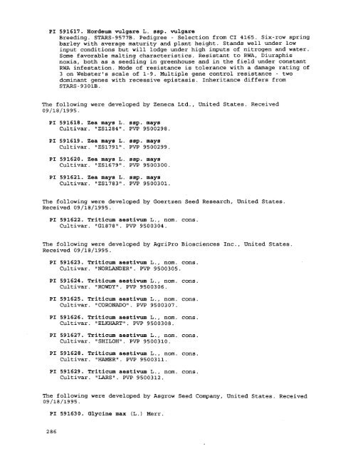 Plant Inventory No. 204, Part II - Germplasm Resources Information ...