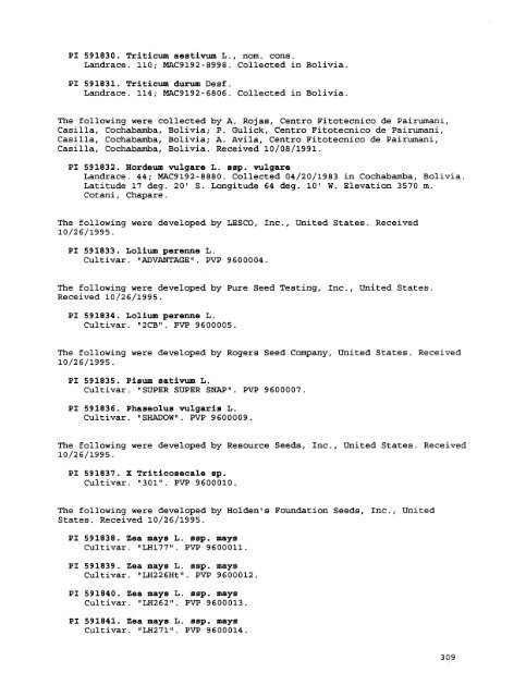 Plant Inventory No. 204, Part II - Germplasm Resources Information ...