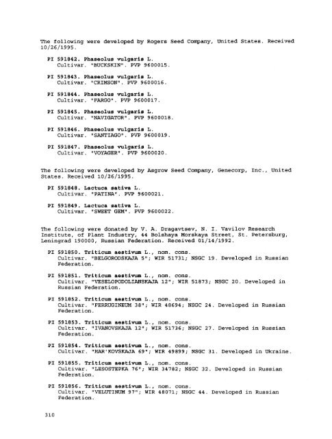 Plant Inventory No. 204, Part II - Germplasm Resources Information ...