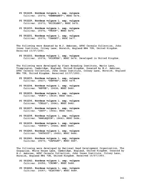 Plant Inventory No. 204, Part II - Germplasm Resources Information ...