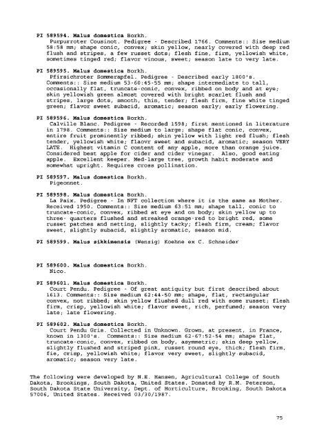 Plant Inventory No. 204, Part II - Germplasm Resources Information ...