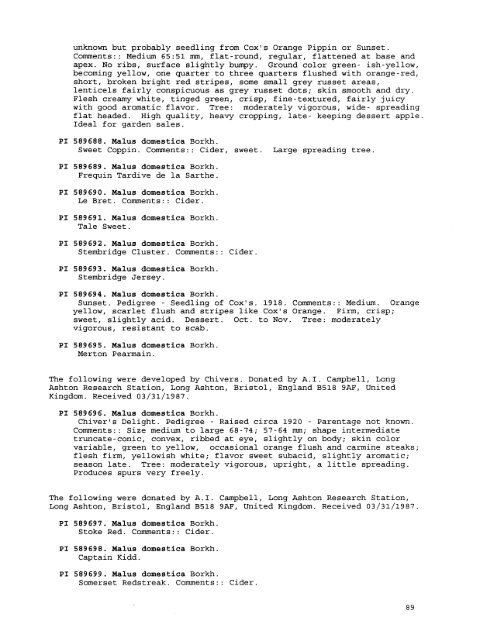 Plant Inventory No. 204, Part II - Germplasm Resources Information ...