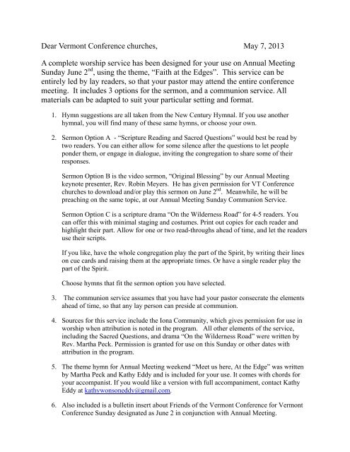 Lay Led Worship Service Information For The Sunday Of Annual