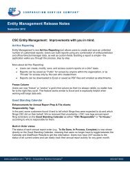 Entity Management Release Notes - Corporation Service Company