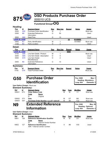 DSD Products Purchase Order G50 Purchase Order ... - Kroger EDI