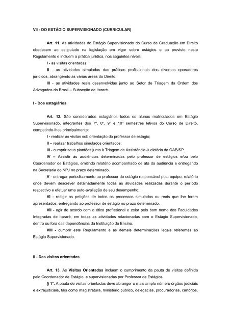 REGIMENTO DE ESTÃGIOS - Fafit