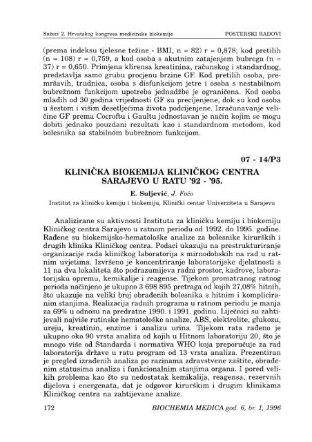 Sažeci 2. Hrvatskog kongresa medicinske biokemije - Klinički zavod ...