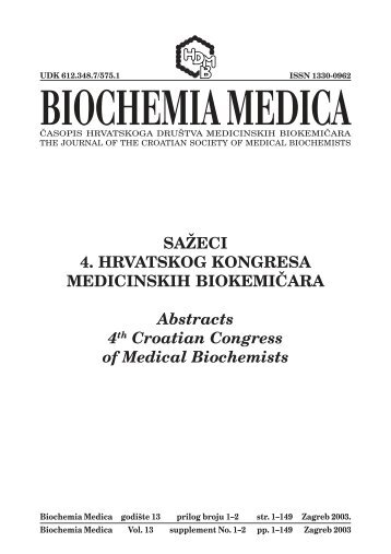 Knjiga sažetaka (PDF) - Klinički zavod za kemiju