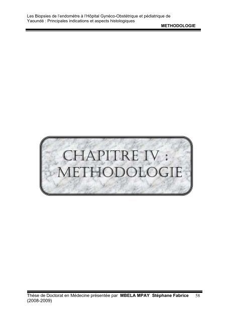 CHAPITRE IV : METHODOLOGIE - minsante-cdnss.cm