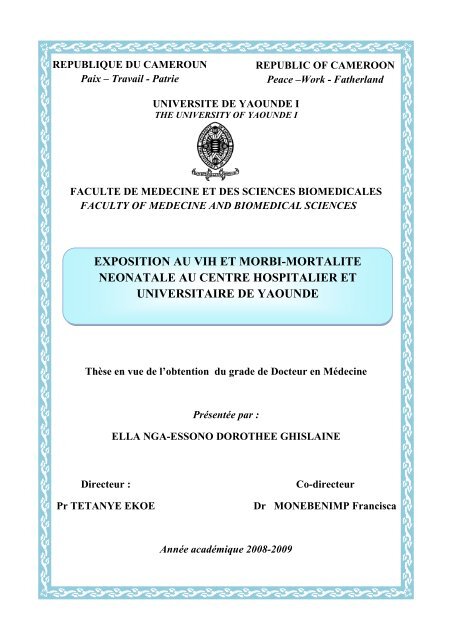 exposition au vih et morbi-mortalite neonatale au centre hospitalier ...