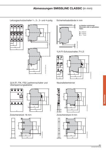 Abmessungen SMISSLINE CLASSIC (in mm)