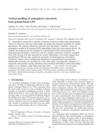 Vertical profiling of atmospheric refractivity from ground-based GPS