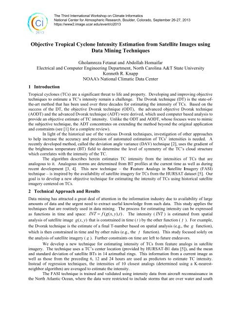 Objective Tropical Cyclone Intensity Estimation from Satellite Images ...