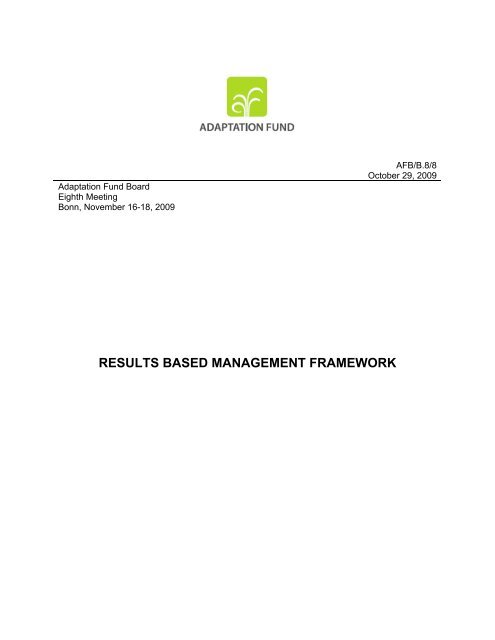RESULTS BASED MANAGEMENT FRAMEWORK - Adaptation Fund