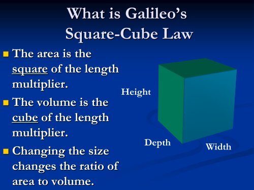 Galileo's Square Cube Law - Colorado Association of Science ...