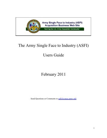 Army Single Face to Industry User Guide - Home Page 409th ...