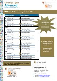 CAE Exam Date: January to June 2012