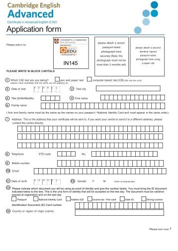 Application form - CAE Exam