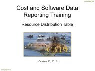DCARC Training IV. Resource Distribution Table