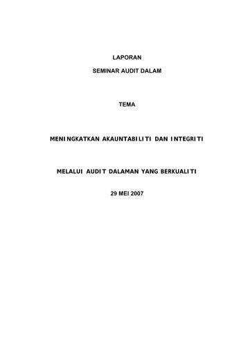 laporan seminar audit dalam tema meningkatkan akauntabiliti dan ...