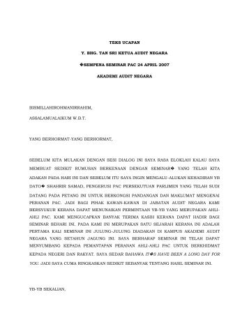 Teks ucapan pengarah sempena majlis penutup karnival kolej 