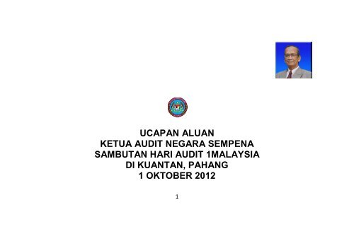 ucapan aluan ketua audit negara sempena sambutan hari audit ...