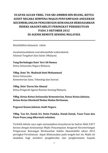 ucapan aluan ybhg. tan sri ambrin bin buang, ketua audit negara ...