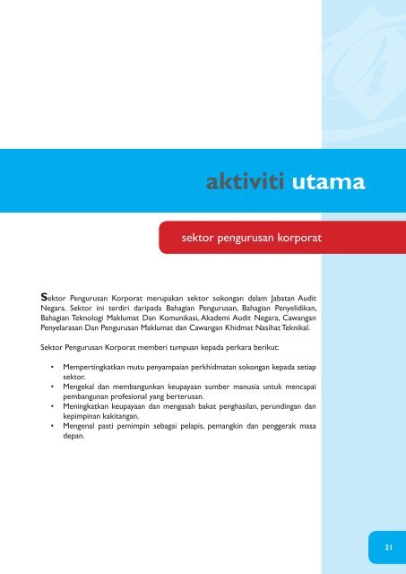 Sektor Pengurusan Korporat - Jabatan Audit Negara