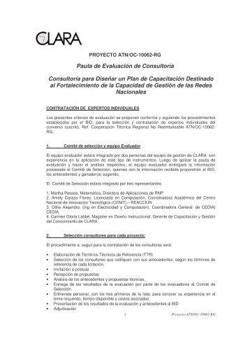 Procedimiento de evaluacion consultores 3d_III 2_v1.4 - RedCLARA