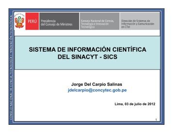 sistema de información científica del sinacyt - sics - tical 2012