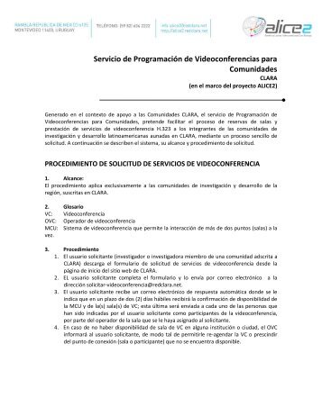 Procedimiento de solicitud servicio de Programación ... - RedCLARA