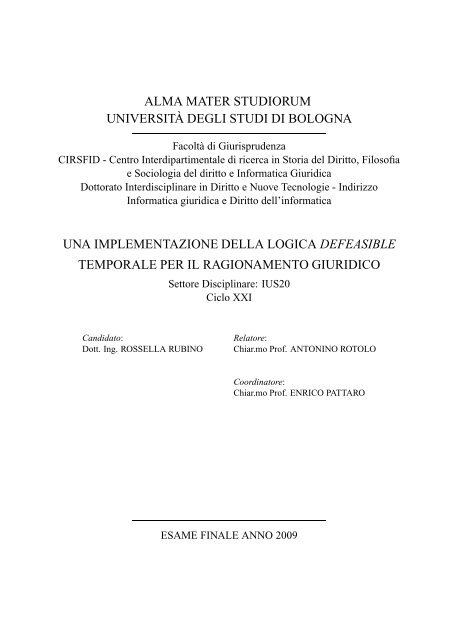 ALMA MATER STUDIORUM UNIVERSITÃ DEGLI ... - Defeasible Logic