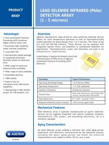 PbSe arrays - Alrad Instruments Ltd.