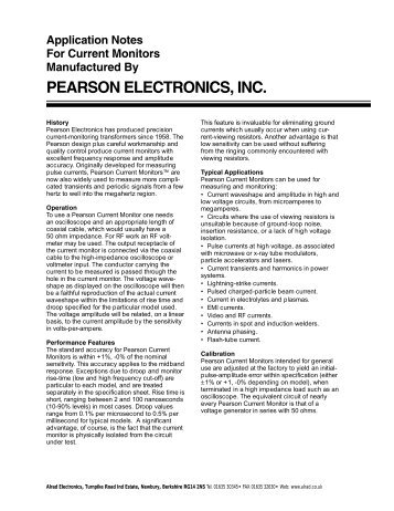 PEARSON ELECTRONICS, INC. - Alrad Instruments Ltd.