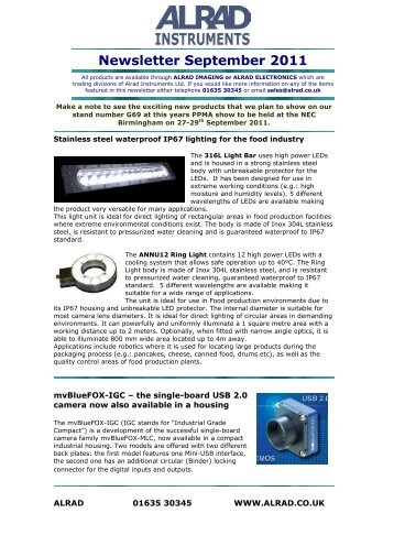 Newsletter September 2011 - Alrad Instruments Ltd.