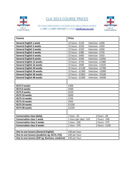 Please click here to view the price list