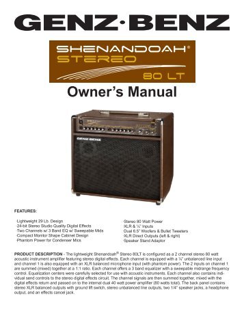 Shenandoah 80LT Manual - Genz Benz