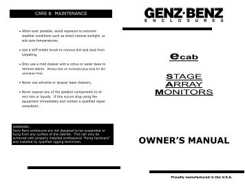 eCab & Stage Array Monitors - Genz Benz